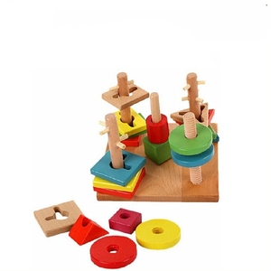 Set di Cinque Blocchi da Costruzione per Neonati e Bambini Piccoli, Giocattoli Educativi in Legno per lo Sviluppo della Saggezza - Product Image 1