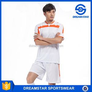 Promotional print New White Orange short sleep soccer Kits - Product Image 2