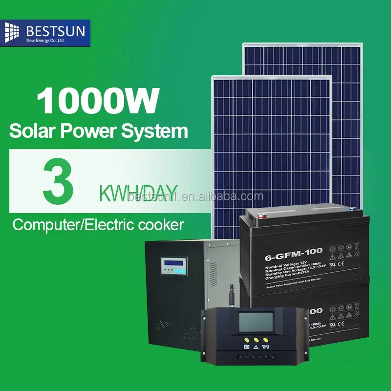 Bestsun Generator Listrik Efisiensi Tinggi, 1KW 4KW Sistem Tenaga Surya untuk Biaya Sistem Surya Rumah