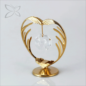 Figurine en forme de cœur en or plaqué Crystocraft, art populaire européen, avec cristaux taillés brillants, souvenirs de mariage, articles cadeaux - Product Image 2