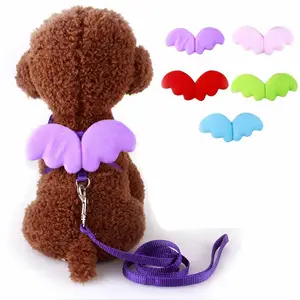 Ensemble de laisses et de colliers pour chiens et chats, mignon, ange, laisse pour petits chiens et chats, design, aile réglable, harnais pour chiens, accessoires pour animaux de compagnie