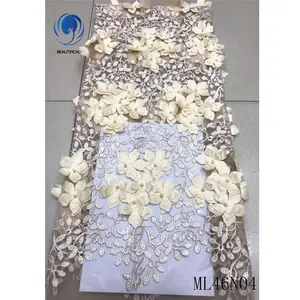 Beautifical africana de encaje bordado nuevo diseño de encaje diseños flor 3d de tela de malla de ML46N04