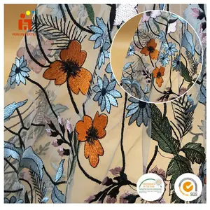Мода дизайна мягкой сеткой хлопок цвет цветок вышитые гана испанский кружевной ткани