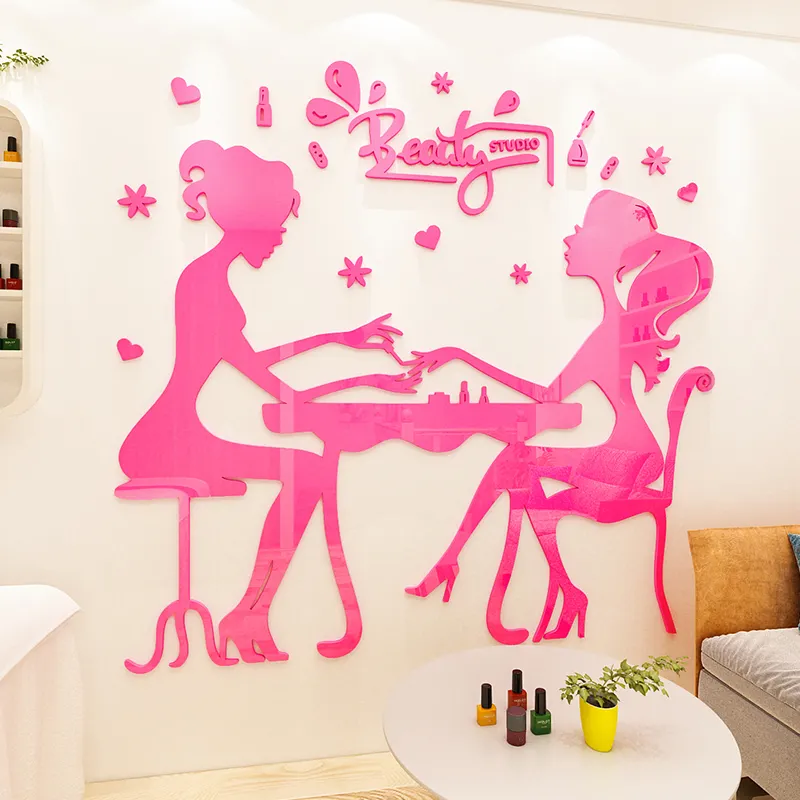 made in China Nail girl acrylic stickers are used for wall Glass decoration stickers in beauty salons and shops