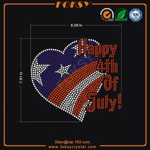 <span class=keywords><strong>J</strong></span>'aime USA hot fix strass coeur conception transferts - Product Image 2