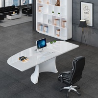 Table de bureau moderne élégante Design contracté moderne Surface solide Bureau exécutif du PDG Couleur blanche