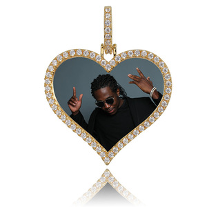 Foto personalizzata della collana del pendente della cornice della foto di forma di <span class=keywords><strong>amore</strong></span> di HIPHOP Bling - Product Image 2