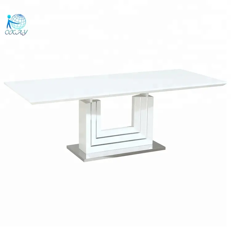 高光沢ガラスMDFエクステンションダイニングルームテーブル