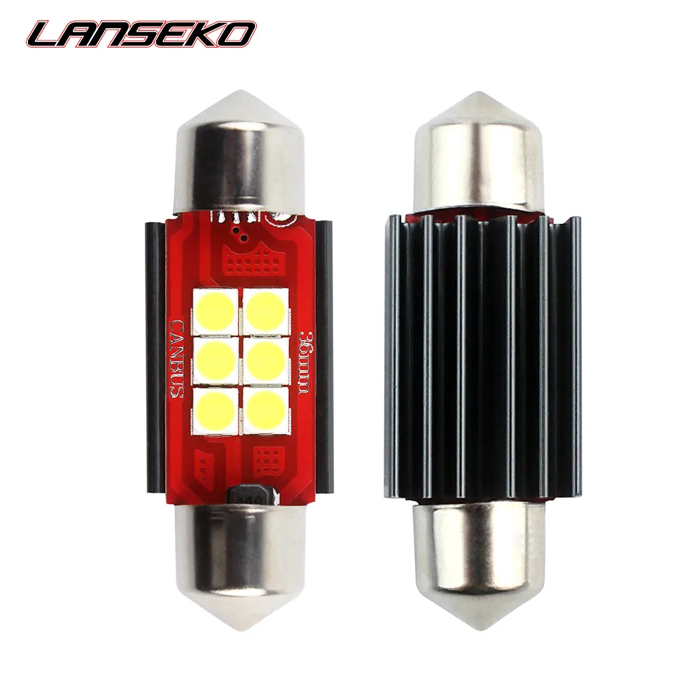 LANSEKO 12V 24V Canbus LED照明28/ 31/36/39/41MM自動車インテリアミラーライト読書灯LED花飾り電球エラーなし