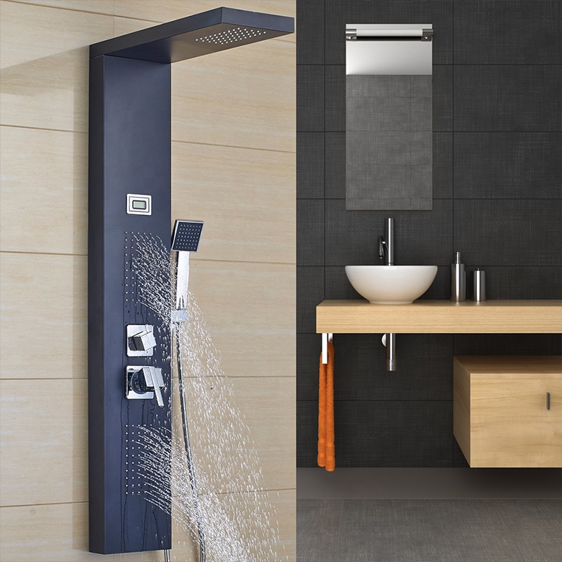 Черная массажная душевая панель из нержавеющей стали 304