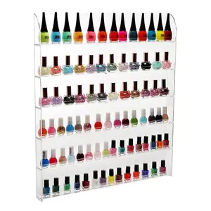 Kapasitas besar Dinding Cat Kuku Organizer, Custom 6 Tier Batal Acrylic Nail Polish Tampilan Dinding Rak Memegang 90 botol