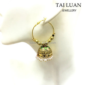 Moda dubai takı kadınlar altın <span class=keywords><strong>jhumka</strong></span> küpe tasarımı ile fiyat - Product Image 1