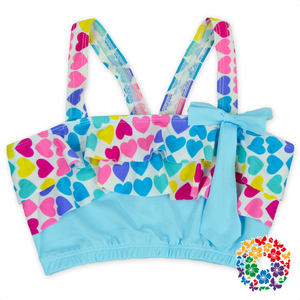 Ensemble <span class=keywords><strong>maillot</strong></span> <span class=keywords><strong>de</strong></span> <span class=keywords><strong>bain</strong></span> pour petites filles, tenue <span class=keywords><strong>de</strong></span> plage haut <span class=keywords><strong>de</strong></span> gamme, motifs à pois colorés, bon marché, vente en gros, 2019 - Product Image 3