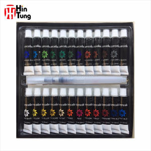Fournitures d'art professionnel OEM personnalisé 24pcs 12ml ensemble de peinture <span class=keywords><strong>aquarelle</strong></span> professionnelle avec 3 pinceaux pour le <span class=keywords><strong>dessin</strong></span> et l'esquisse - Product Image 4