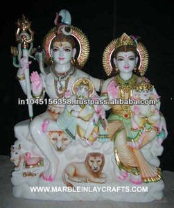 Belle statue en marbre de Shiv Parvati - Product Image 1