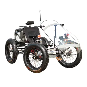 Hot Selling Foldable Adjustable Sport Human Power Fat Tyre Recumbent Quad, 4 Wheels Mountain Racing Recumbent Quadricycle