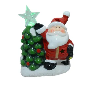 Goedkope kerst decoratie led licht keramische kerstman