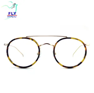 Wholesale cheap brand name double bridge round spectacle frames eyeglasses frames unisex optical