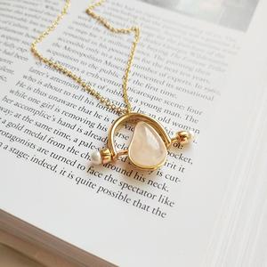 Xinh xắn đu Desgin tự nhiên màu Hồng Rose Quartz Tinh Khiết Bạc Vòng cổ phụ nữ - Product Image 3
