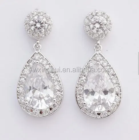 Crystal Bridal Earrings Wedding Jewelry Posts Large Cubic Zirconia Teardrop Earrings Wedding Earrings Bridal Jewelry