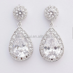 Crystal Bridal Earrings Wedding Jewelry Posts Large Cubic Zirconia Teardrop Earrings Wedding Earrings Bridal Jewelry 