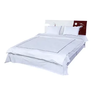Customize 180TC/Cotton Poly Size Logo White Bedding Set 100% Cotton Pillowcases Hotel Bedding Duvet Cover Sheet Set
