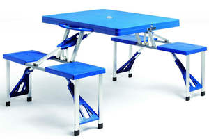 Tavolo <span class=keywords><strong>Pieghevole</strong></span> Moderno Uplion in Metallo con 4 Sedute, Tavolo da Campeggio in Alluminio e MDF <span class=keywords><strong>per</strong></span> Uso Esterno, Picnic, Parchi, Ville - Product Image 3