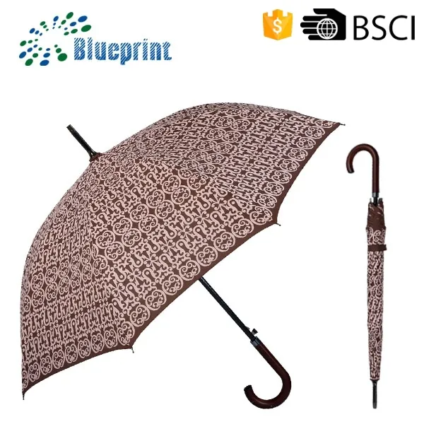 2015 특수 설계 새로운 발명" 8K 나무 핸들 레인 우산 디자인 전체 인쇄