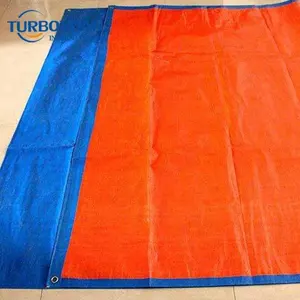 UV resistant blue/orange heated plastic polytarps korea pe tarpaulin with eyelets/grommets