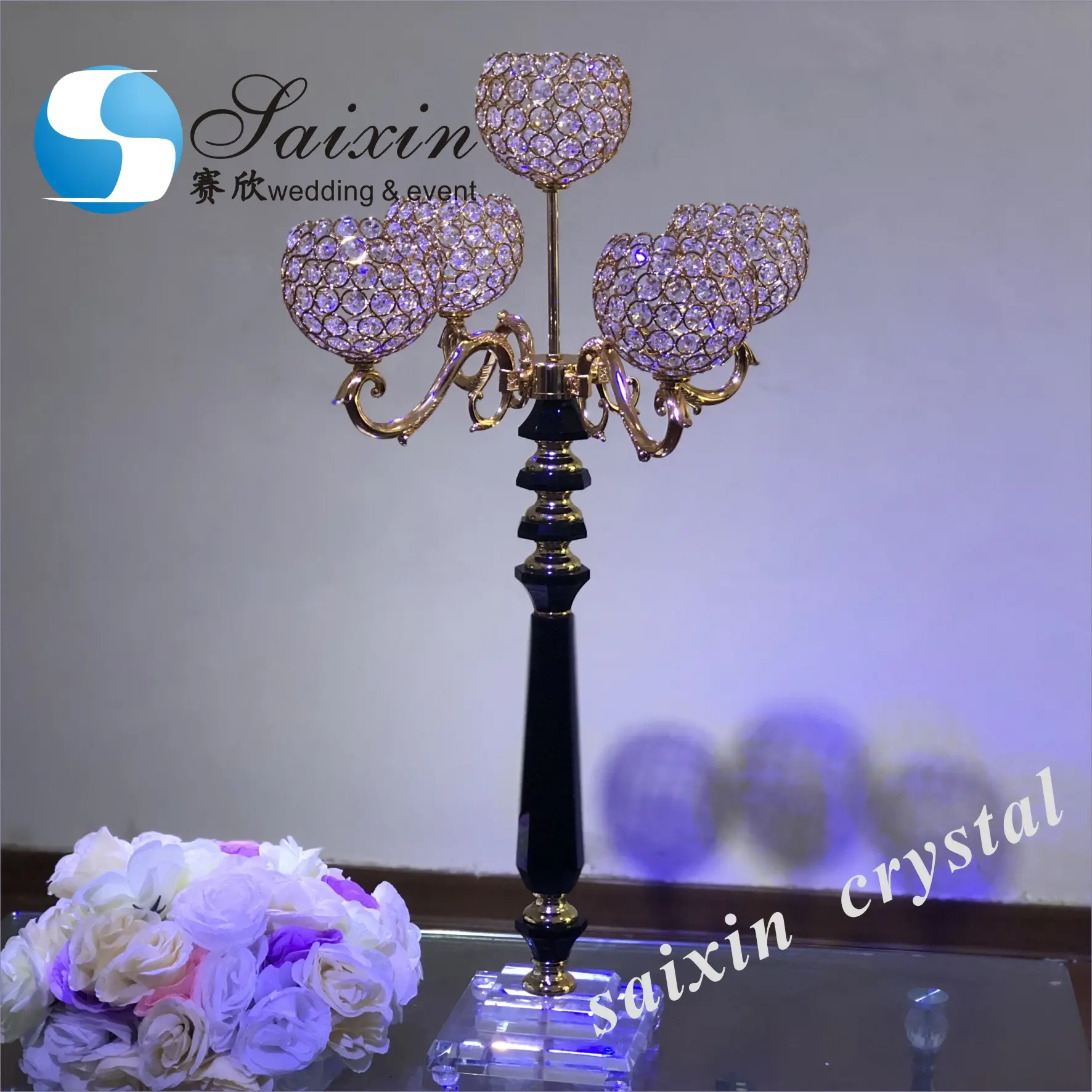 ZT-155B antique wedding decor crystal ball candelabra centerpieces
