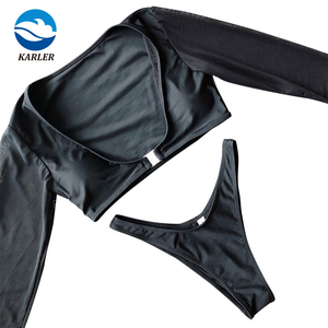 <strong>Long</strong> <strong>Sleeve</strong> Bathing Suits Tops and Triangle Bottom Swimwear Women Sexy <strong>Bikini</strong> - Product Image 6