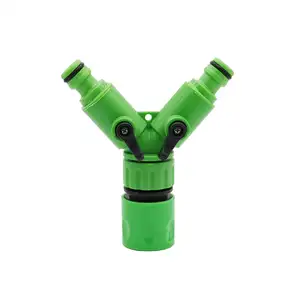 2 Way Garden Hose Splitter Y Quick Connector with Valve