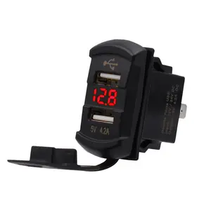 12v Waterproof Dual USB Charger Socket Adapter Power Outlet with led voltmeter