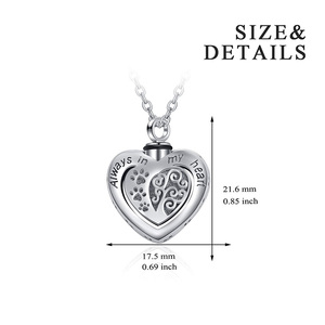 925 Sterling <strong>Silver</strong> Dog Paw Memorial Urn Pendant <strong>Necklace</strong> for Dog <strong>Cat</strong> Pets Ashes - Product Image 3