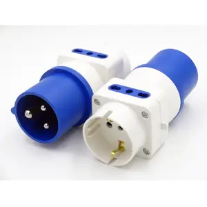 FOCAN cee 3pin industrial use plug to germany schuko female socket plug with socket 16a non-grounding