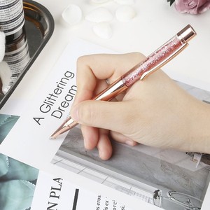 Stylos à bille, stylo en métal or <span class=keywords><strong>rose</strong></span>, recharges <span class=keywords><strong>de</strong></span> stylo, paillettes brillantes, verre <span class=keywords><strong>de</strong></span> sable, stylo publicitaire, encre noire pour fournitures <span class=keywords><strong>de</strong></span> <span class=keywords><strong>bureau</strong></span> - Product Image 4