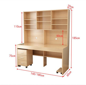 Modern <strong>White</strong> Color <strong>Bookcase</strong> Wooden with Study Table - Product Image 1