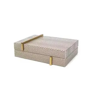 Custom High Gloss Lacquered Finish Wooden Jewelry Box Luxury Python Skin Leather Treasure Ornaments Box