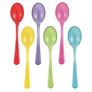 割れないリサイクルされたおしゃれな硬質カラー装飾プラスチックスプーン - Product Image 3