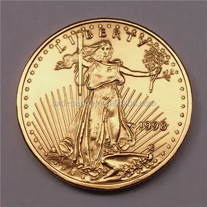 Gold plated tungsten Liberty value gold coin in stock