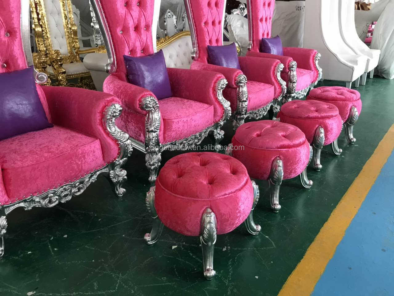 Hot Sale Royal Pedicure Spa Chair pink Salon Chair with Stool for Salon  Furniture