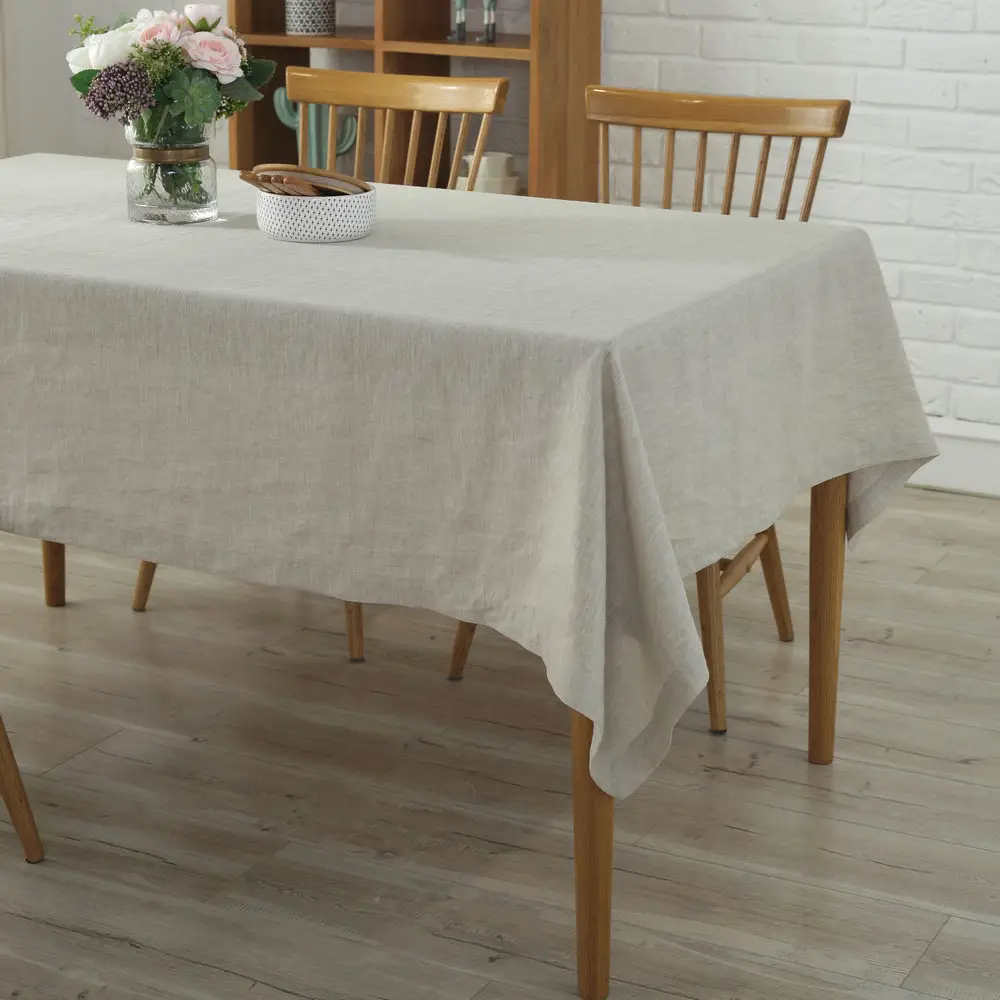 Mantel de línea pura para restaurante, tela lavada 100%, tamaño del cliente, manteles de mesa rectangulares multicolor