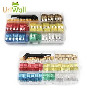 Urlwall Car Vehicle Blade Fuses 5-30A Blade Fuse Mini + Middle Size Assorted Kits for Car Motorcycle with Black Fuse Key
