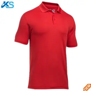 Kualitas Tinggi Kaus Bordir Olahraga Spandx 95% Poliester 5% Drifit Leher Polo Merah Polos