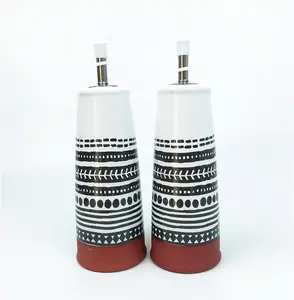 New design Decorative Terracotta tableware Ceramics kitchen liquid Dispenser Bottle Olive Oil Vinegar bottle