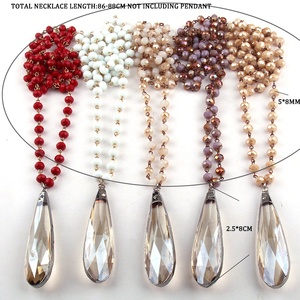 Femmes Collier Ethnique Bijoux Mode Bohème Tribal Cristal Verre Chapelet Chaîne Longue En Cristal Charme Pendentif Collier - Product Image 3