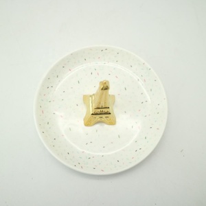 Plato Redondo de Cerámica Personalizado con <span class=keywords><strong>Torre</strong></span> <span class=keywords><strong>Eiffel</strong></span> Dorada para Decoración - Product Image 2