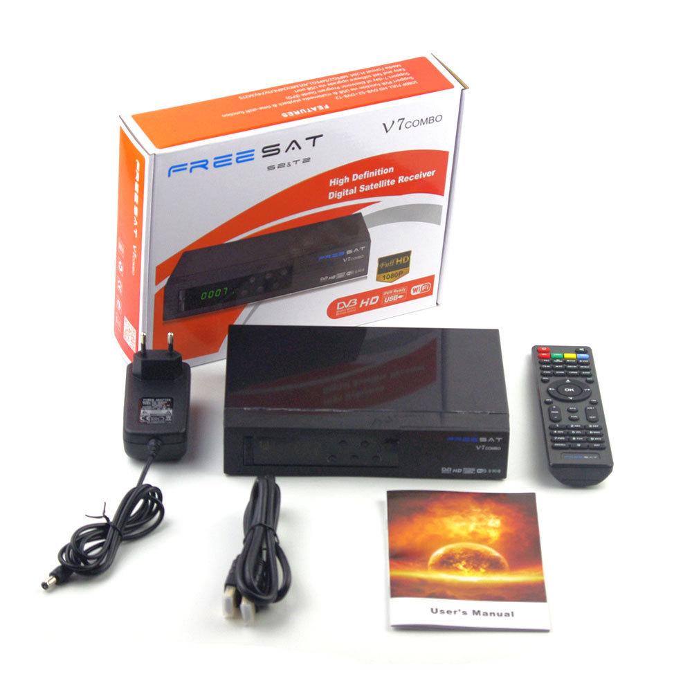 Freesat V7 combo dvb-s2 dvb-t2 récepteur satellite soutien biss key powervu cccam youtube hd sexe porno vidéo