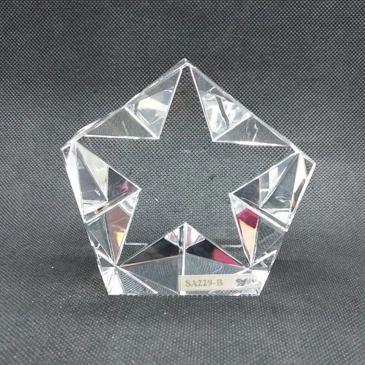 Peso de papel de cristal estrela chanfrada de corte A Laser de cristal para o presente do negócio