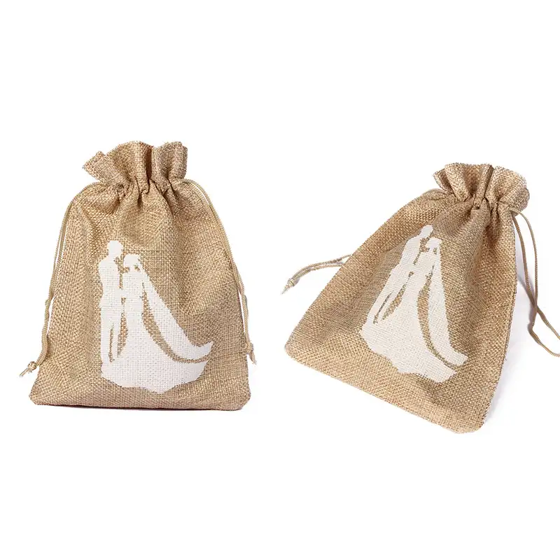 Ourwarm — sac en toile de jute naturelle, sacs cadeaux élégants Vintage pour mariage, sachets pour invités de mariage, robes de mariés
